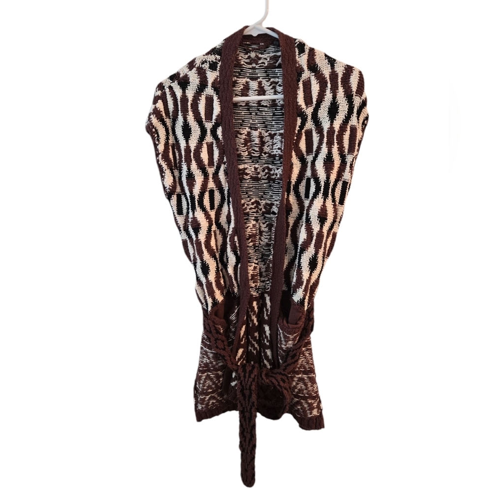 United by Anthropologie Geometric Belted Knit Cardigan | Size Small | EUC